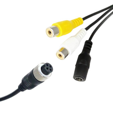 Redukce 4-PIN samice / 2x RCA samice + DC napájení samice