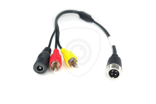 Redukce 4-PIN samec / 2x RCA samec + DC napájení s konektorem samice Redukce 4-PIN samec / 2x RCA samec + DC napájení s konektorem samice