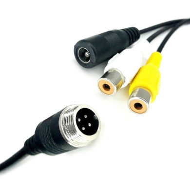 Redukce 4-PIN samec / 2x RCA samice + DC napájení samice