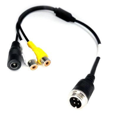 Redukce 4-PIN samec / 2x RCA samice + DC napájení samice