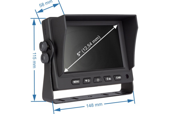 Monitor ke kameře na kamion, karavan, autobus, pracovní stroje, kombajn, traktor, návěs - VESTYS AHD 5″ Monitor pro užitkové vozy VESTYS AHD 5″