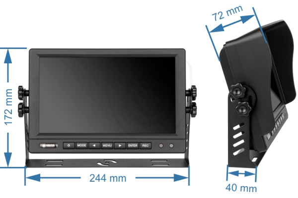 monitor ahd 9 palců quad ke kameře rozměry