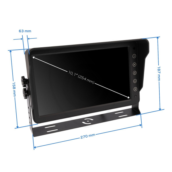 AHD monitor 10,1 palce pro 6 kamer rozměry