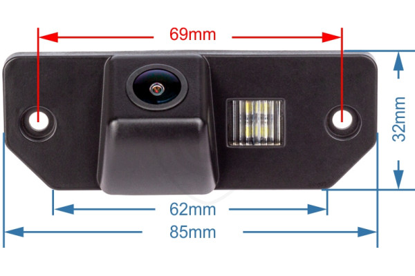 rozměr couvací kamery pro Ford Focus Mk2, Focus Mk3, C-Max