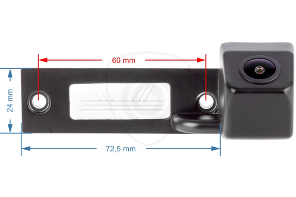 rozměr couvací kamery pro Volkswagen Golf, Jetta, Passat B5, B6, Touran, Sharan, Caddy, T5 a T6