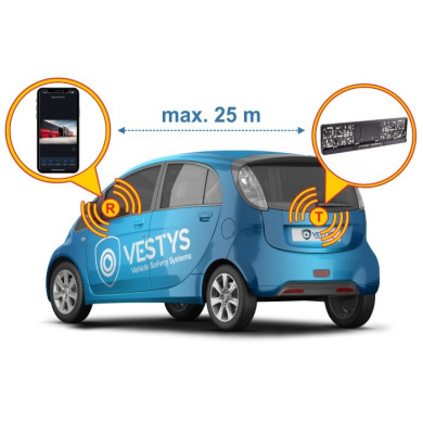 Držák SPZ s bezdrátovou solární couvací kamerou s připojením na mobilní telefon