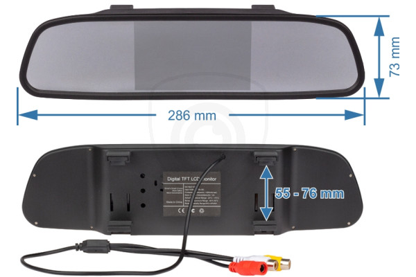 rozmery Monitor ve zpětném zrcátku 4.3