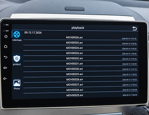 Menu aplikace se seznamem nahrávek na Android rádiu