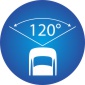 ikona znázorňující 120 stupňový pozorovací úhel kamery