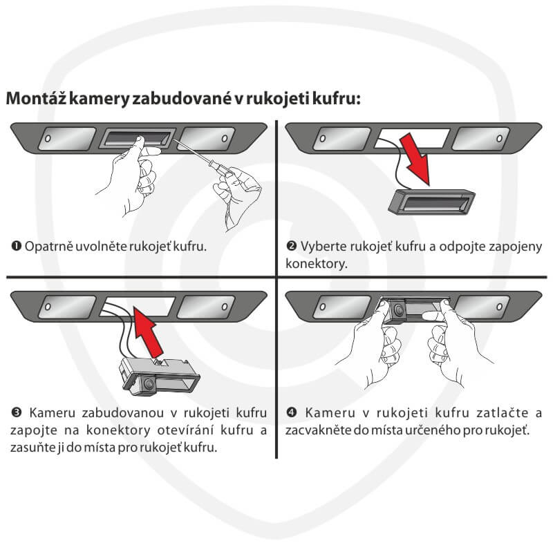 instalace parkovací kamery v rukojeti kufru